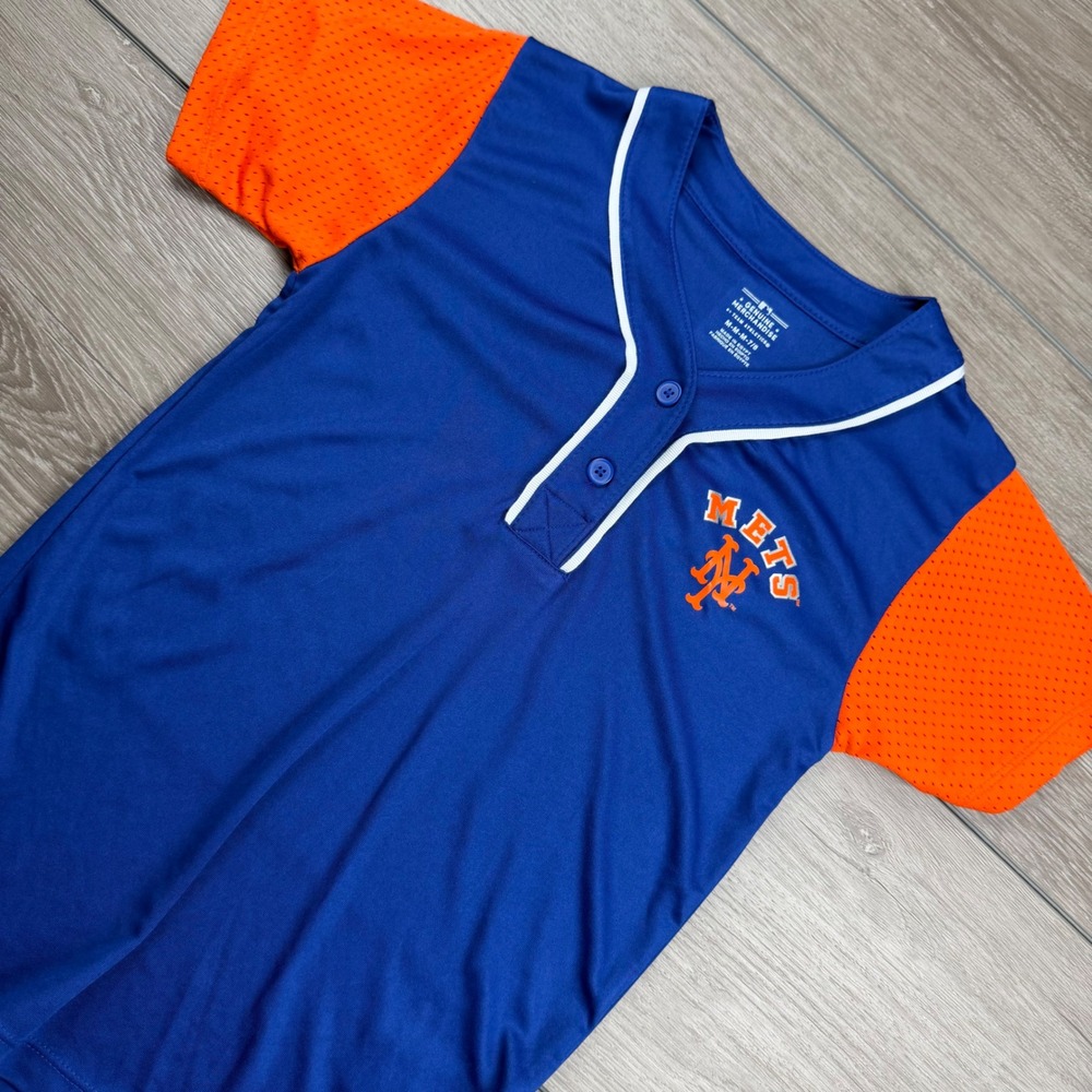 Genuine Merchandise Kids Jersey New York Mets Two Button Blue Orange‎ Medium 7/8